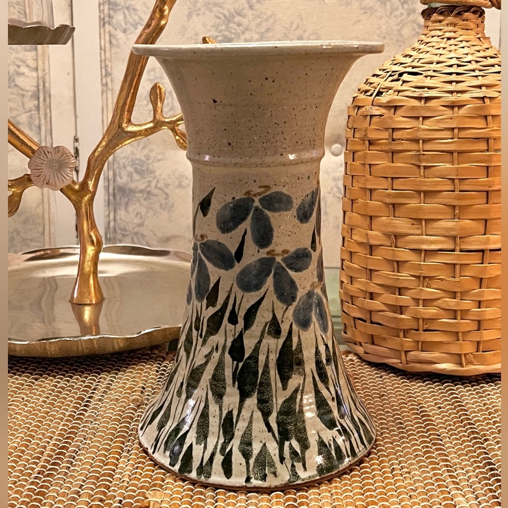 Vintage Stoneware Pottery Vase, 9.25”